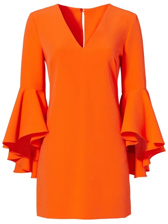 Milly Dresses & Skirts - EUC Milly Nicole Shift Dress Ruffle Bell Sleeves Orange Size 10